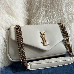 Yves Saint Laurent White Leather Chain Bag